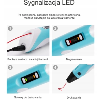 DŁUGOPIS DRUKARKA 3D NIEBIESKI + 40 SZABLONÓW + 109M FILAMENTU