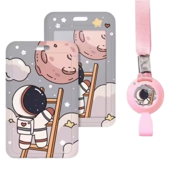 Identyfikator Etui Holder na kartę Smycz UHOO 7032 Kosmos Pink